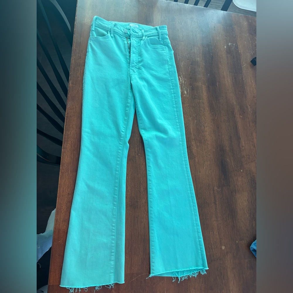 MOTHER Turquoise Wide-Leg Flare Jeans
